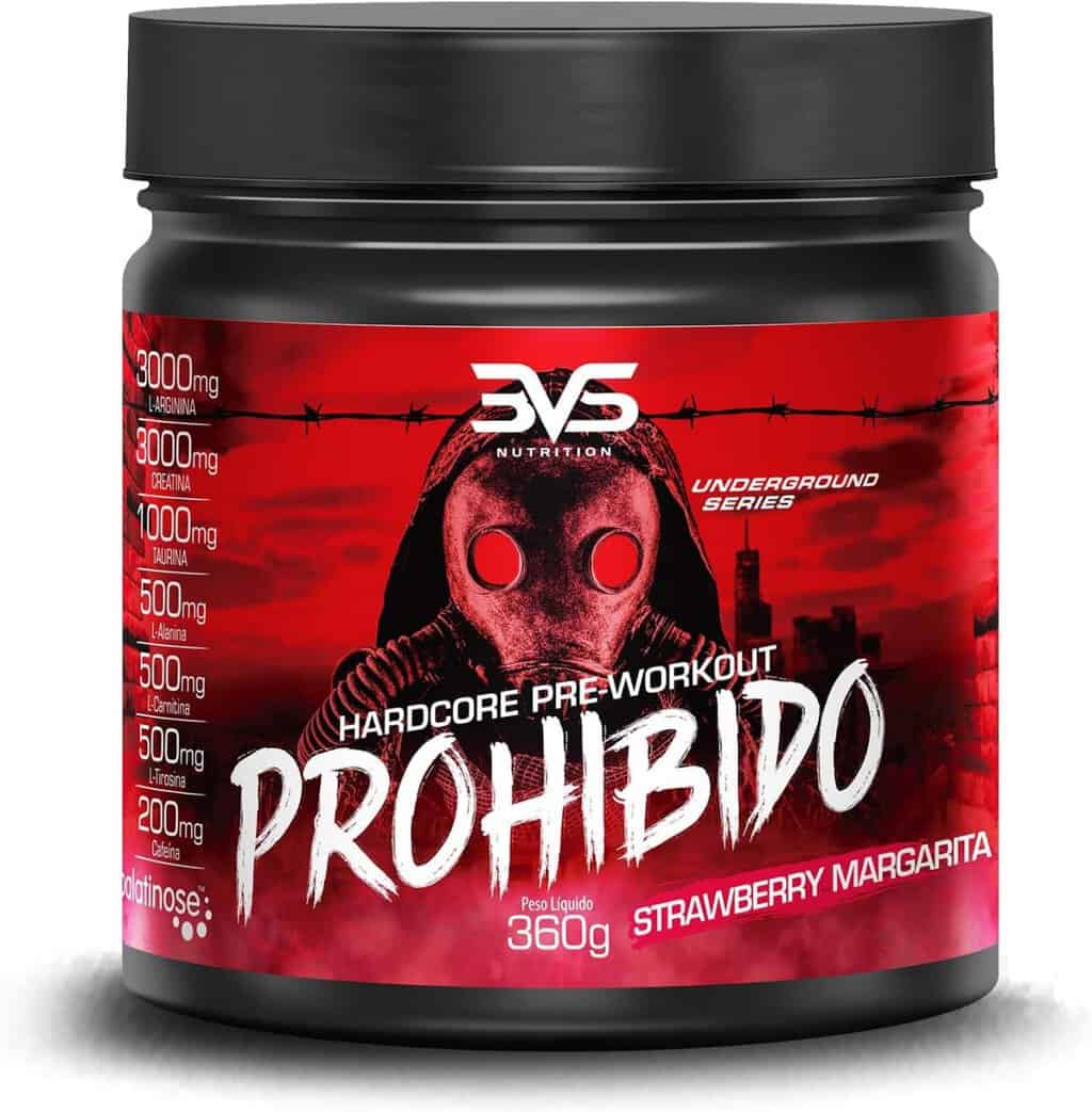 3VS Nutrition Pré Treino Prohibido 360g Sabor Strawberry Margarita