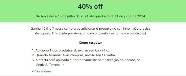 40% off em Esporte - Finalização - Amazon