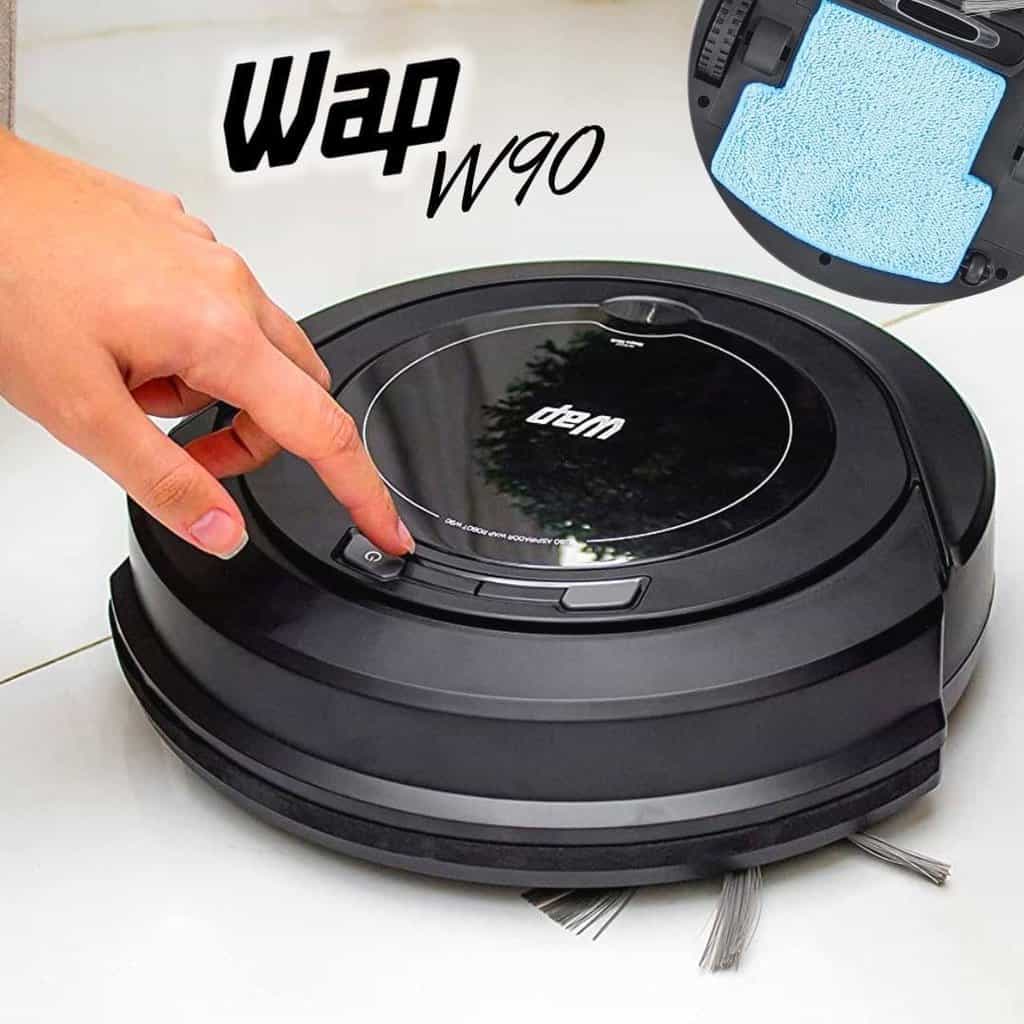 Aspirador de Pó Robô Automático 3 em 1 Varre Aspira e Passa Pano MOP WAP ROBOT W90 PÉROLA - Bivolt