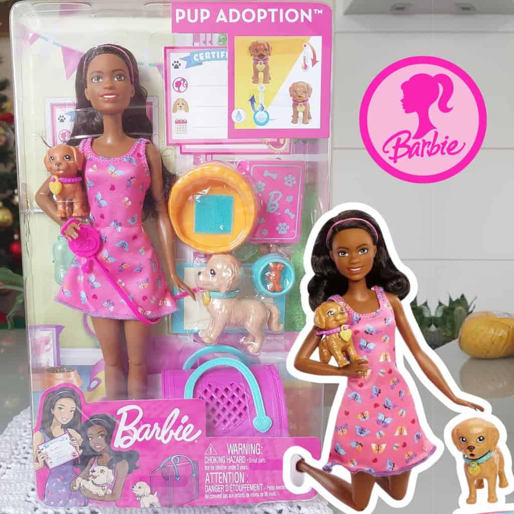 Barbie Conjunto de Brinquedo Adota um Cachorrinho Negra