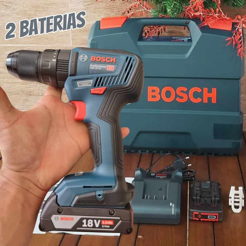 Bosch Parafusadeira Furadeira Impacto Gsb 18V-50 18V Brushless Com 2 Baterias 1 Carregador E Maleta