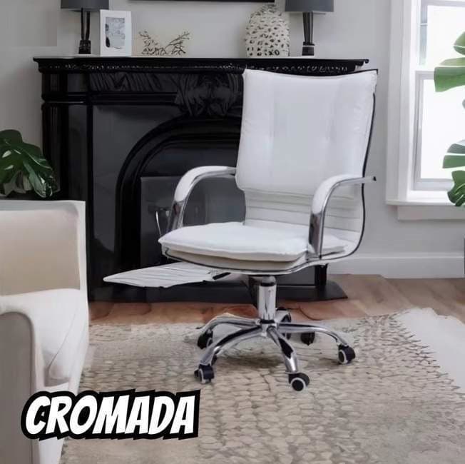 Cadeira De Escritório com Base Cromada Prizi Garden - Branca