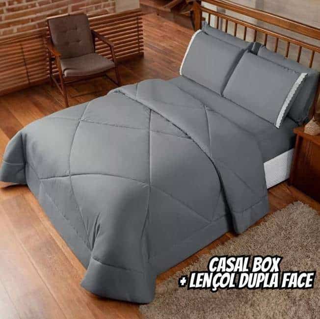 Colcha De Cama Casal Box + Lençol Dupla Face 6 Pçs