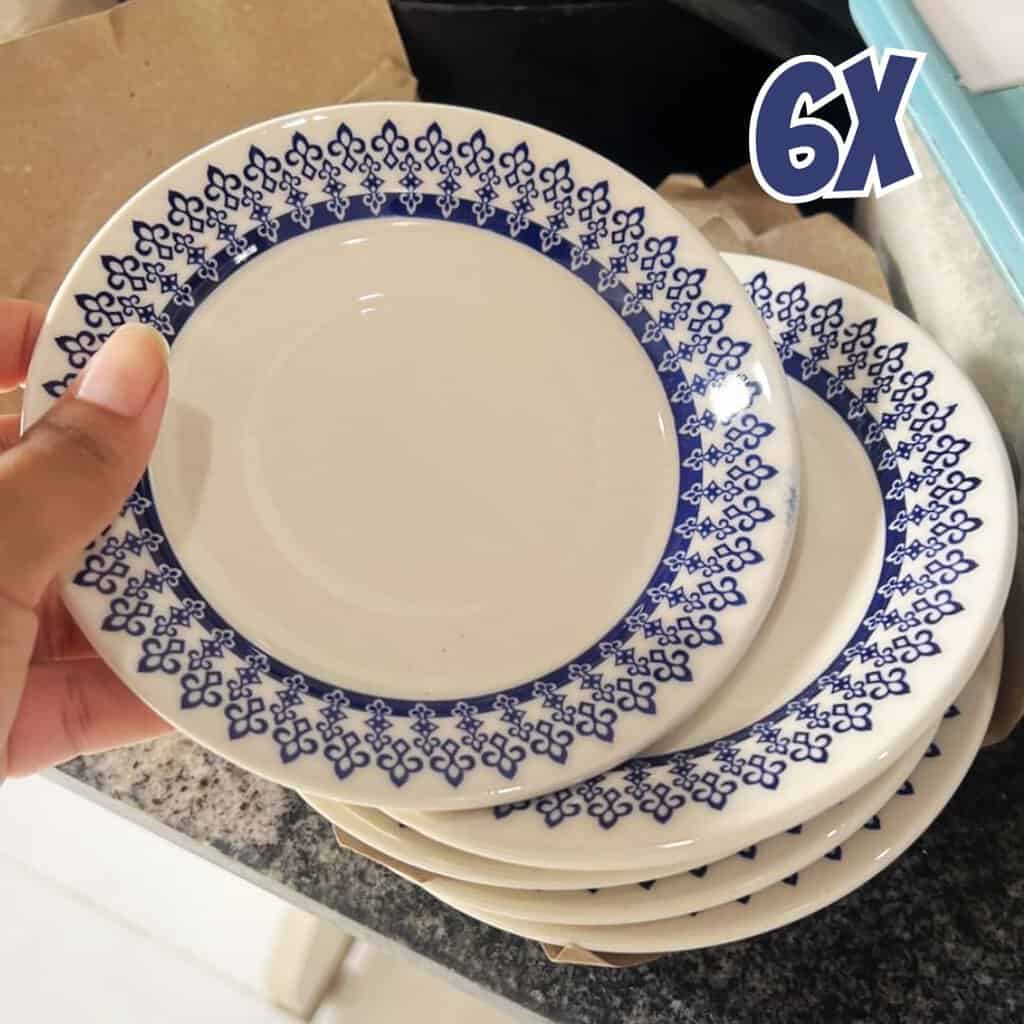 Conjunto com 6 Pratos Biona Donna Grécia Azul/Marfim 24 cm