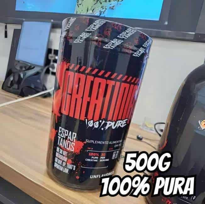 Creatina Monohidratada 500g Suplemento em pó 100% Pura Espartanos Aprovada Abenutri