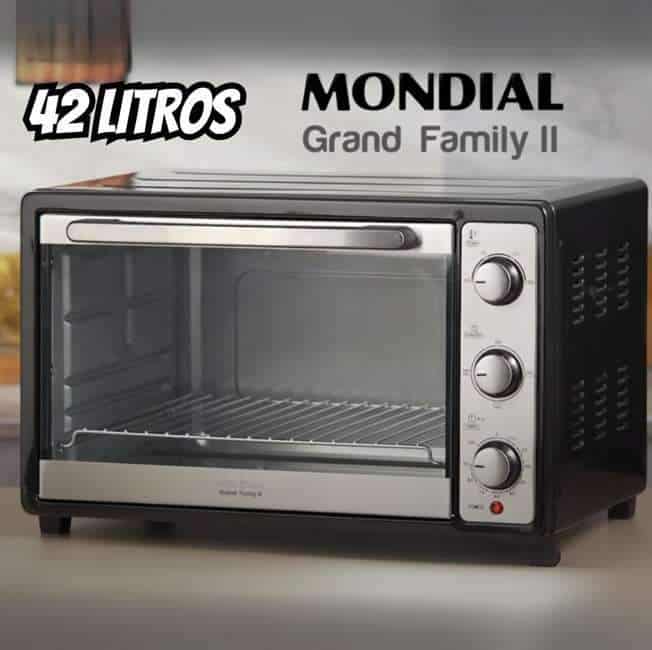 Forno Elétrico de Bancada Mondial com Timer 42L - Preto Family II FR-42