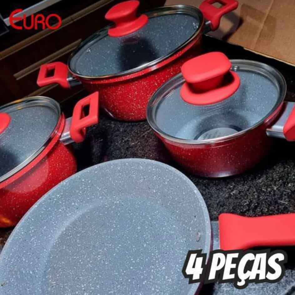 Jogo De Panela Com 4 Peças Antiaderente Colorstone Euro Home