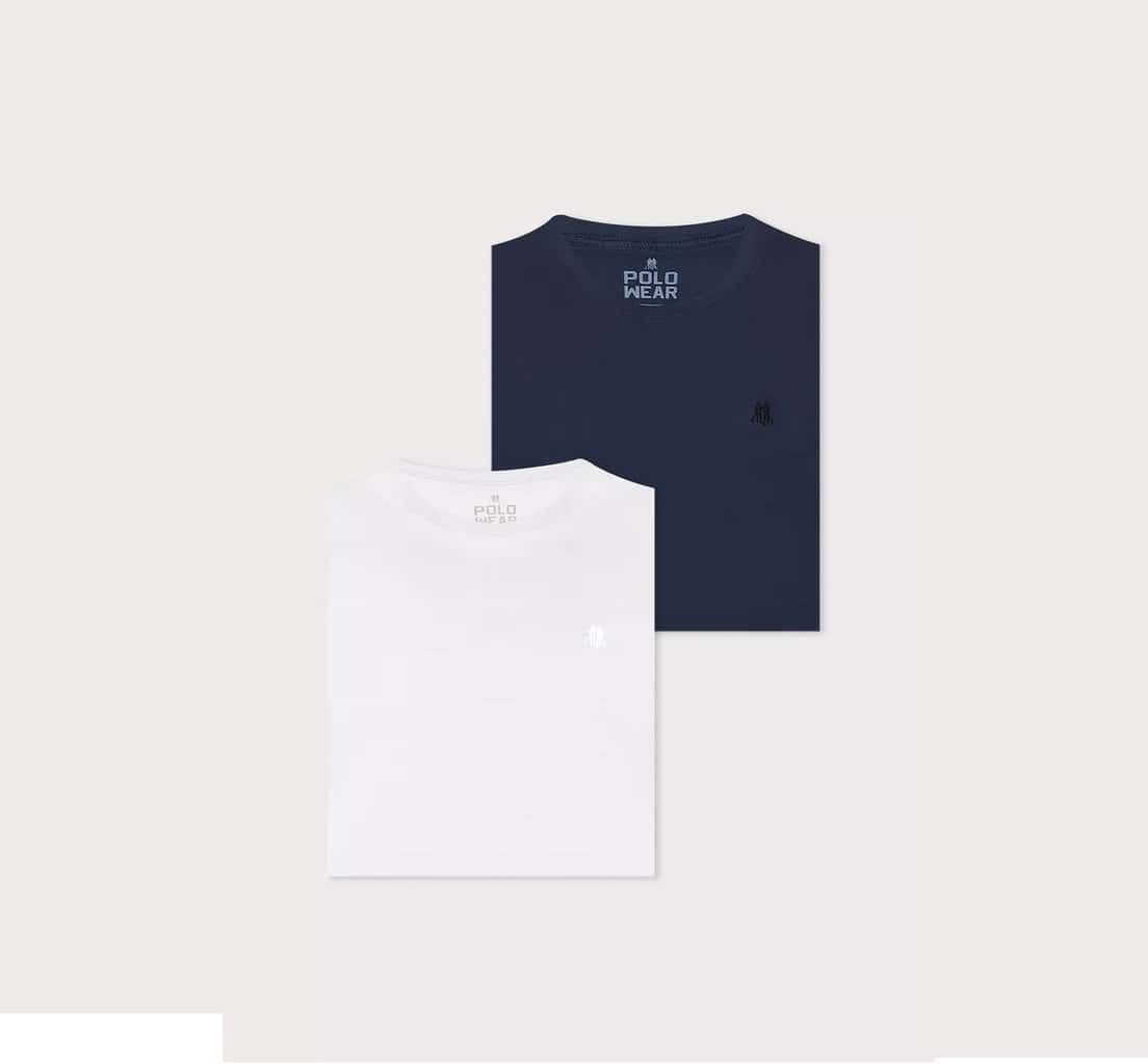 Kit 2 Camisetas Masculinas 100% Algodão Polo Wear Sortido