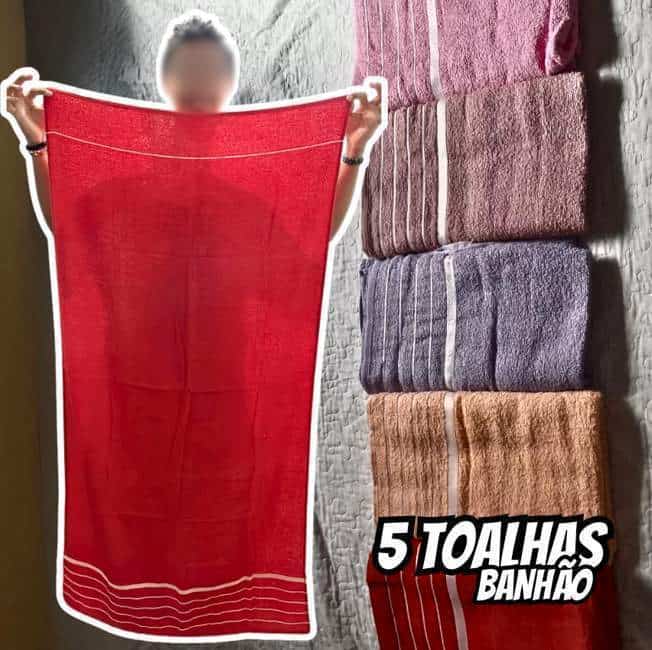 Kit 5 Toalhas De Banho - Gigante - Banhão 80 X 150 + Brinde