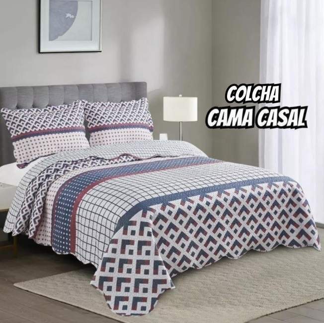 Kit Colcha Casal Matelado Cores Lisas Quarto Casal Box