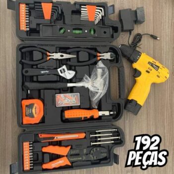 Kit Jogo De Ferramentas 129 Pçs C/ Maleta + Parafusadeira