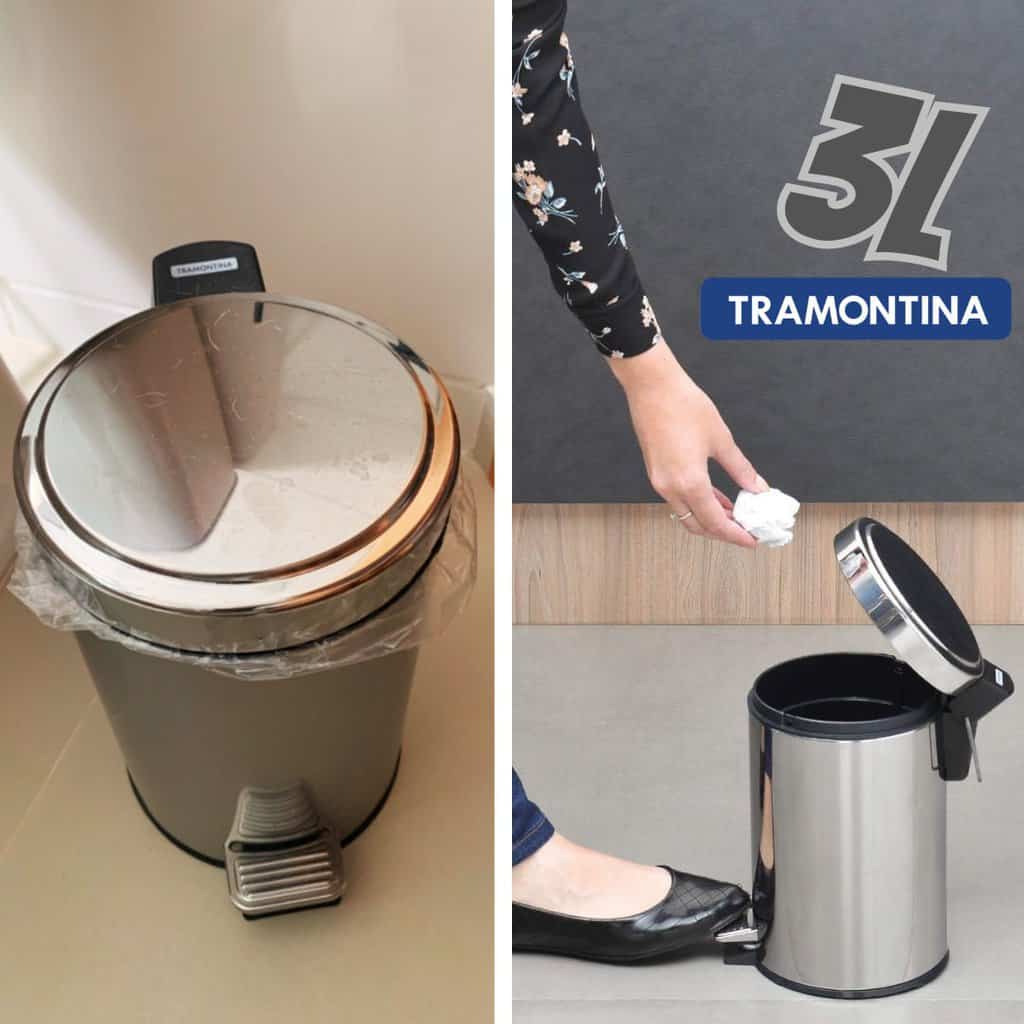 Lixeira com Pedal em Aço Inox Acabamento Polido de 3 Litros, Tramontina, Inox