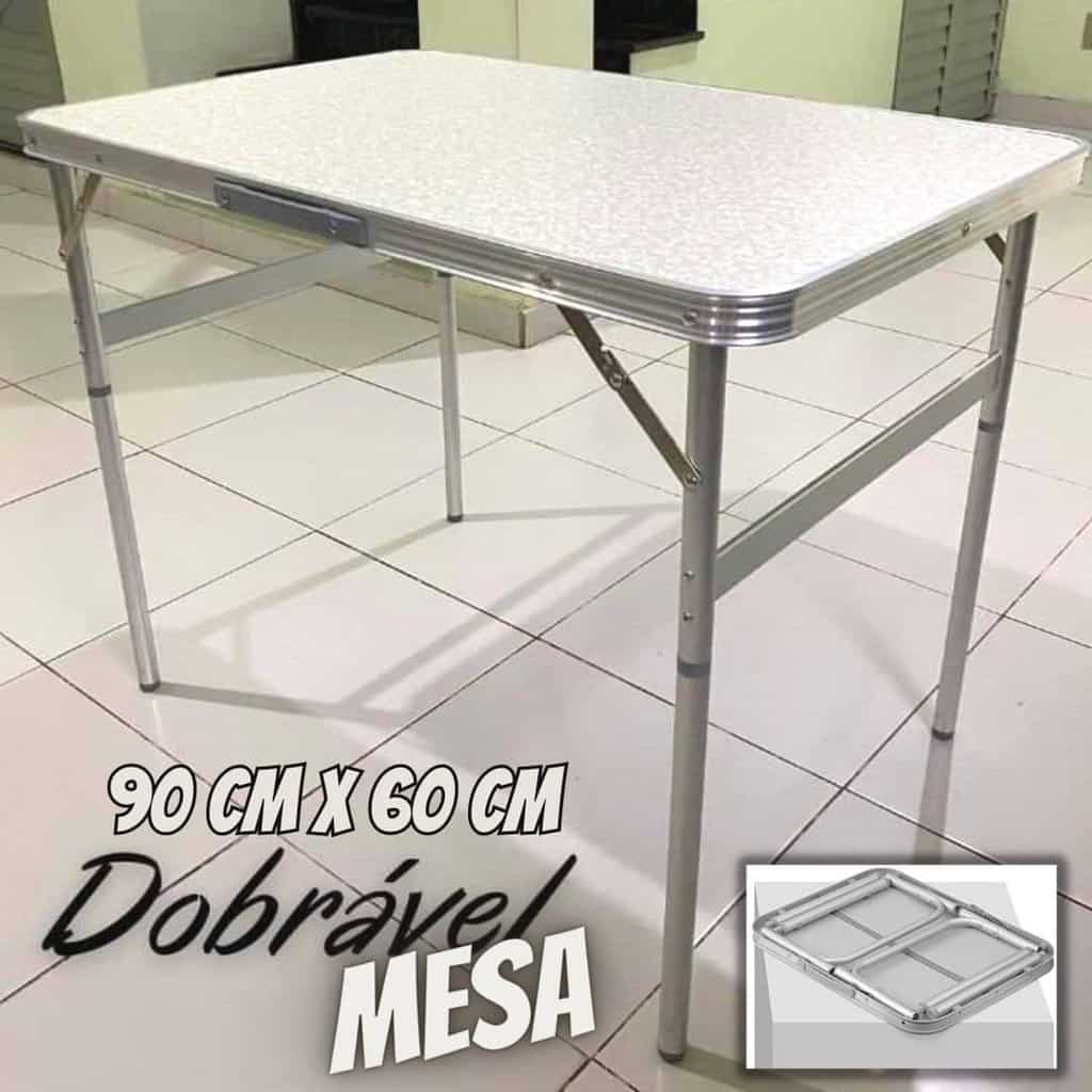 Mesa Dobrável Alumínio 90x60 Cm Vira Maleta 695838 Palisad