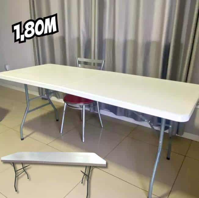 Mesa dobravel vira maleta com alça portatil 1,80m camping Garden Life