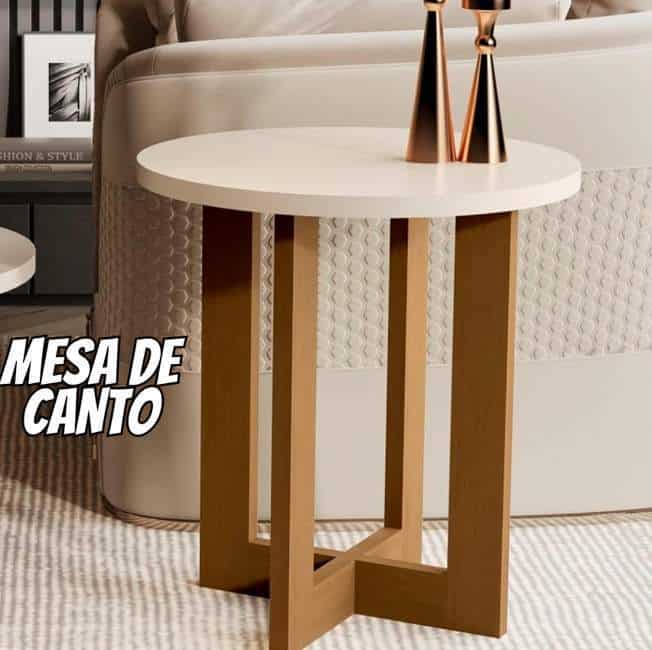 Mesa Lateral JB8002 Perola com Caramelo