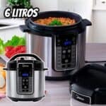 Midea Panela de Pressão Elétrica 6L com 12 receitas pré-programadas, 3 níveis de pressão e display digital, silenciosa e segura com 10 recursos de segurança, 127V