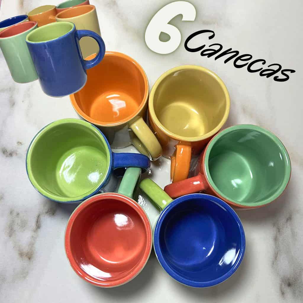 Mimo Style Mini Canecas Para Café Com 6 Peças Multicolor, Material de Cerâmica Com o Melhor Isolamento Térmico, Durabilidade Que Torna o Produto Sustentável (Colorida - 100ml)