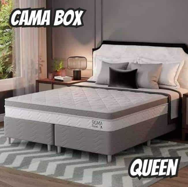 Modern Sigma cama box com colchão Queen molas ensacadas 22x158x Branco