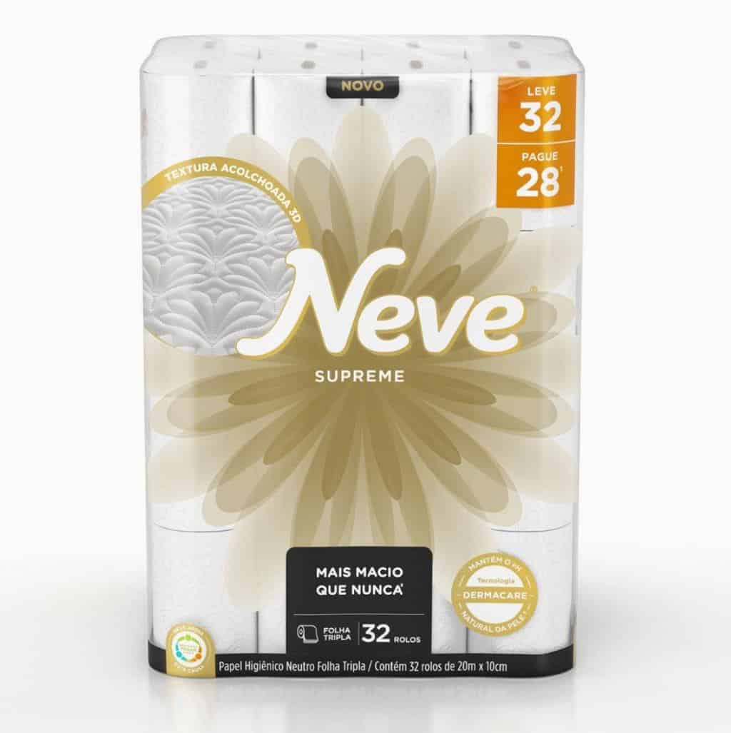 Neve Papel Higiênico Supreme Folha Tripla, 20m, 32 Rolos