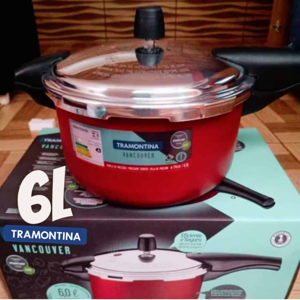 Panela De Pressão 6L Antiaderente 24cm Vancouver Starflon Max Vermelha Tramontina