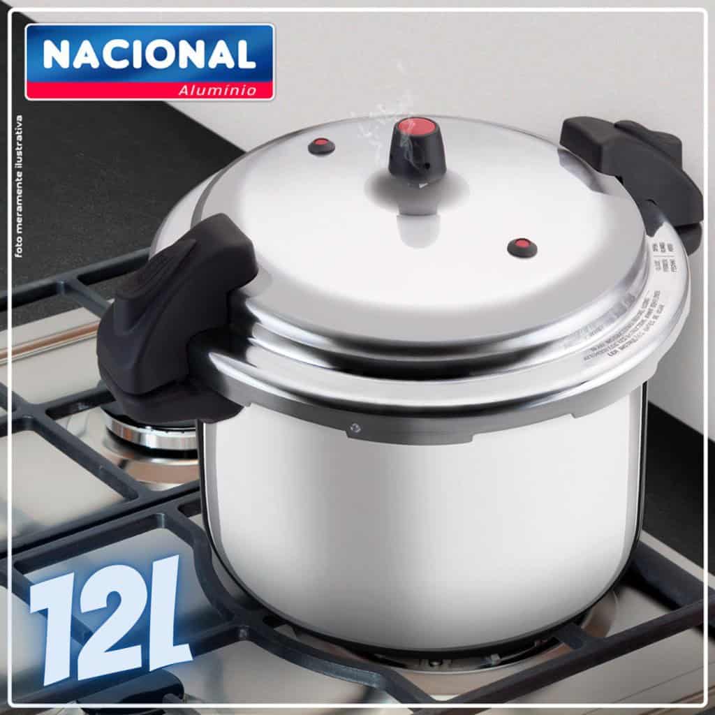 Panela De Pressão Aluminio Nacional 12l Fechamento Externo Cor Alumínio polido