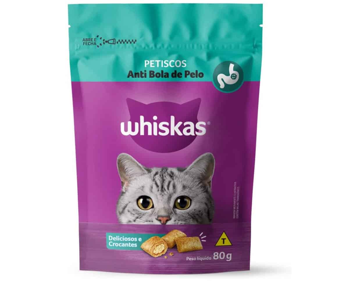 Petisco Whiskas Temptations Anti Bola de Pelo Para Gatos Adultos 80 g