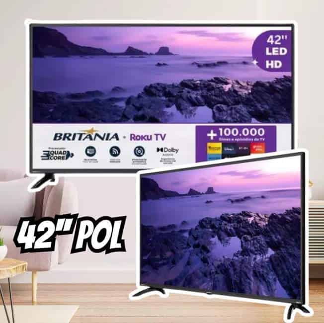 Smart TV Britânia 42'' BTV42G6FR2CP Roku TV Dolby Audio