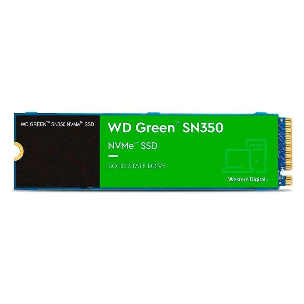 SSD WD Green 1TB SN350, M.2 2280, PCIe, NVMe, Leitura: 2400MB/s e Gravação:1850MB/s, Verde - WDS100T2G0C