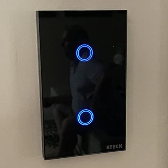 Steck, Interruptor Inteligente 4X2", Touch Wi-Fi Steck Ambiente Conectado, 2 Módulos, Bivolt, Preto