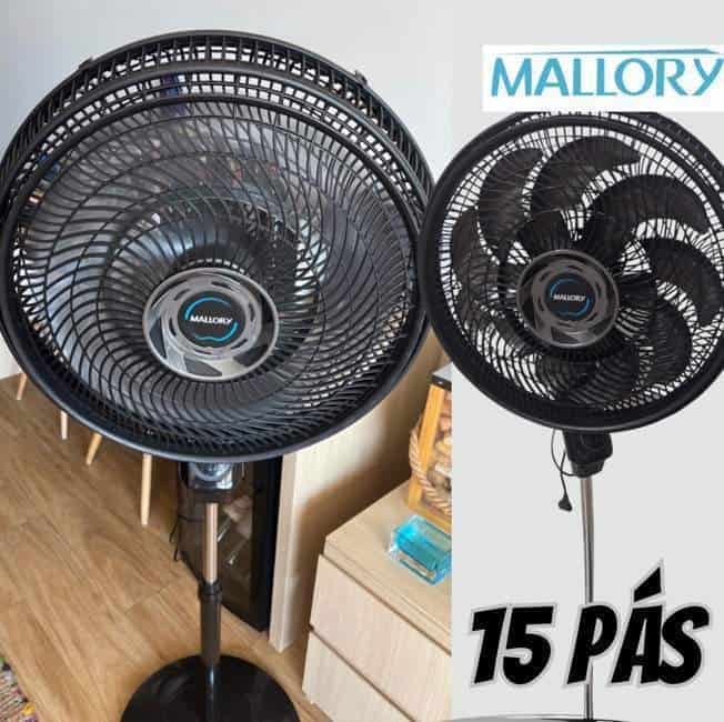 Ventilador de Coluna Mallory Athos 140W, Silencioso, Com Hélice de 15 pás, Grade Especial em Sistema TS, Máxima Vazão e Mínimo Ruído - PR – GR - 220V