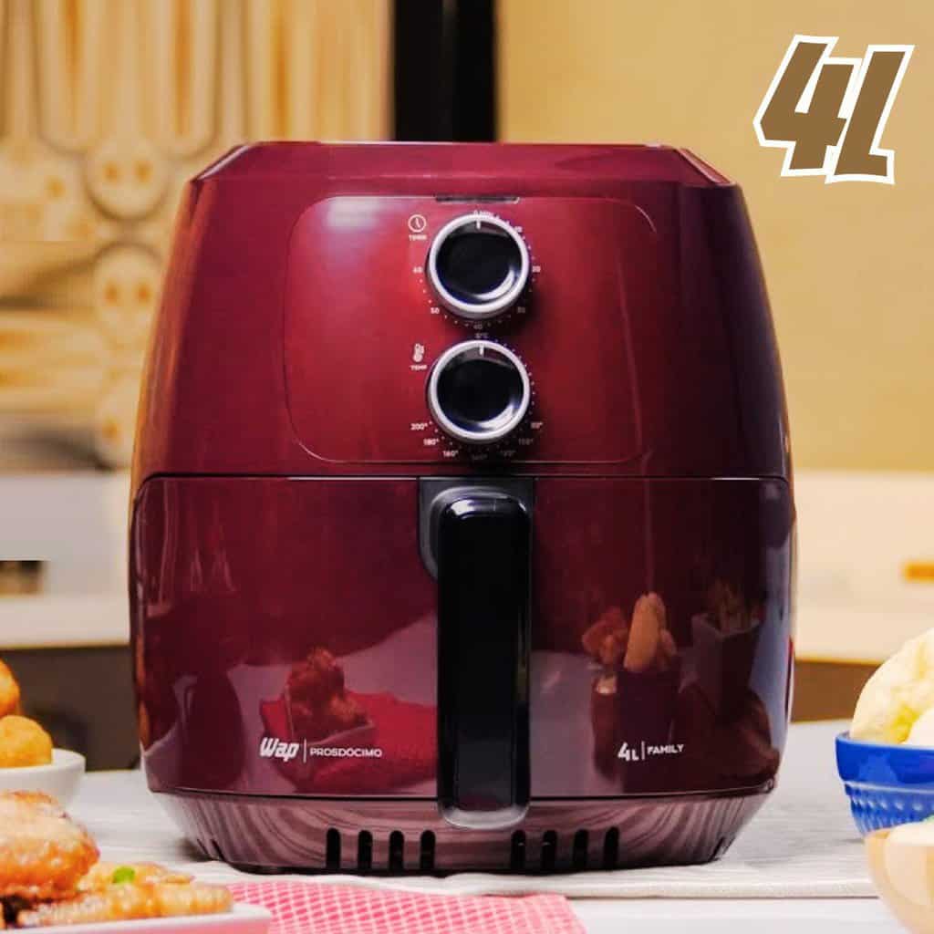 WAP Fritadeira Elétrica sem Óleo Air Fryer Vermelha 4 Litros, Potência de 1500W e Revestimento Antiaderente