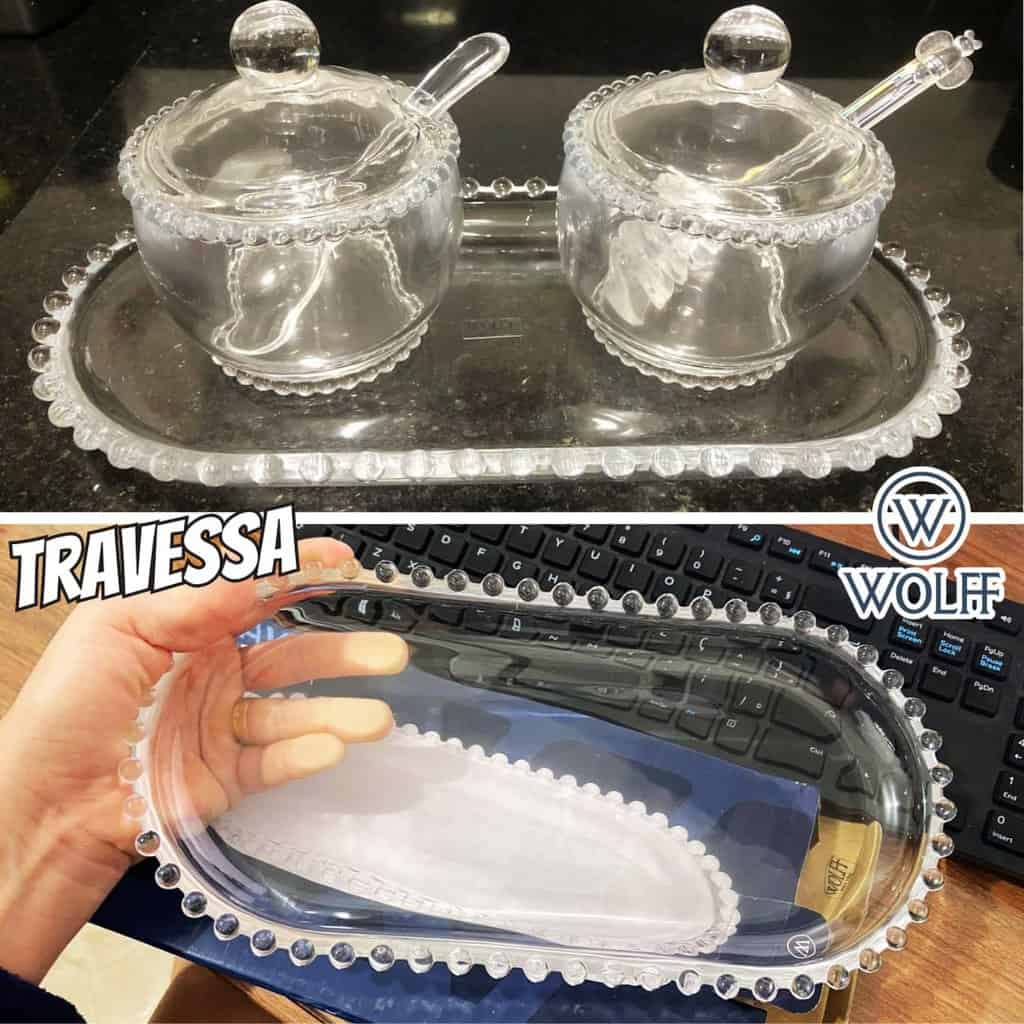 Wolff Pearl Travessa Oval de Cristal, Transparente, 30 x 15 x 2 cm