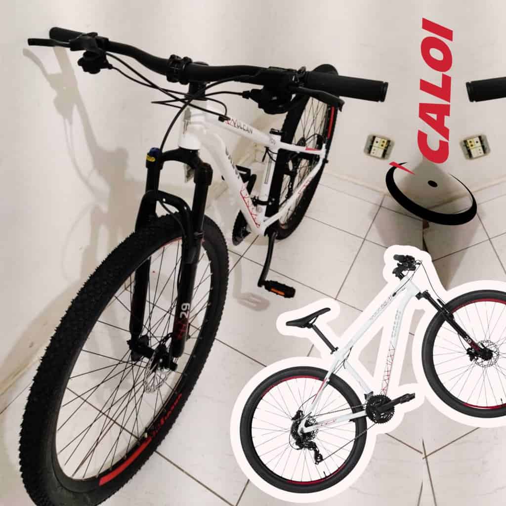 Bicicleta Caloi Vulcan HDS Branca | Suspensão Dianteira e Freio a Disco Hidráulico, Aro 29, Tamanho 13, 24 Velocidades