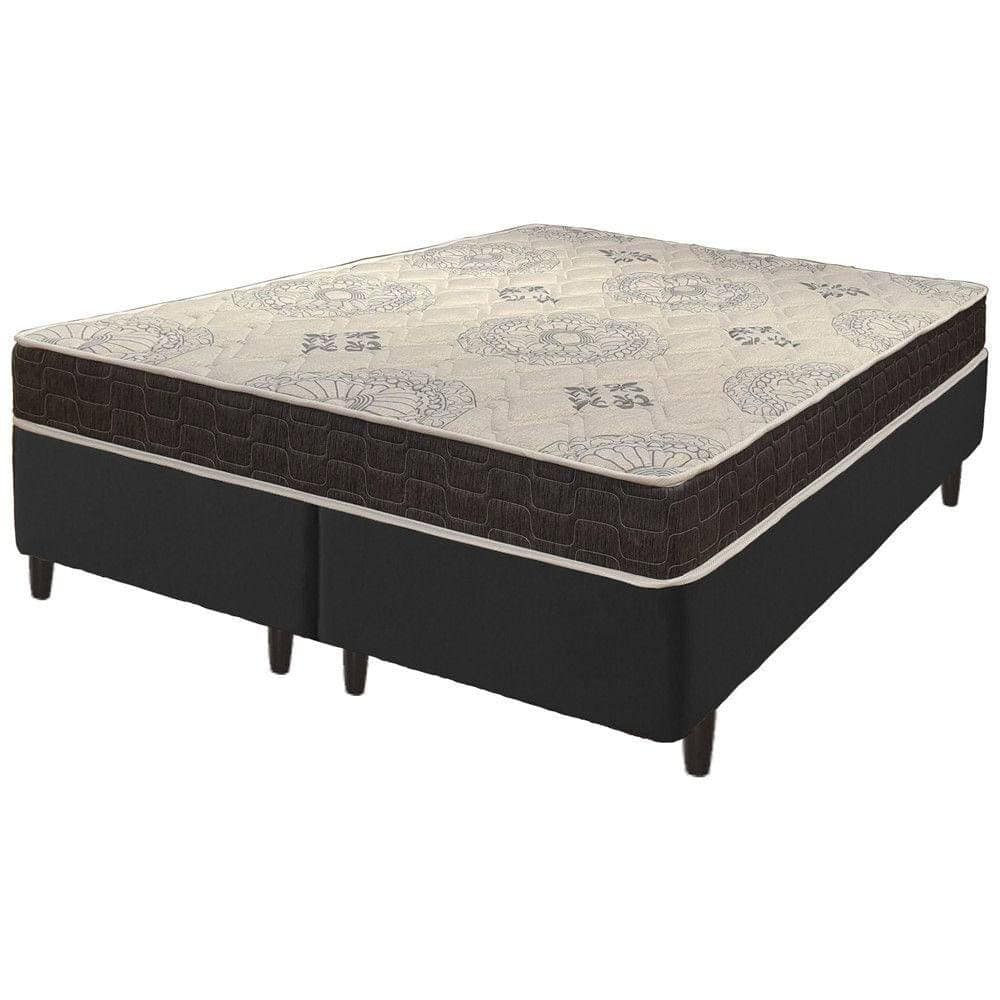 Cama Box King Size Preto + Colchão San Francisco Ortopédico Espuma D33 193x203x54cm