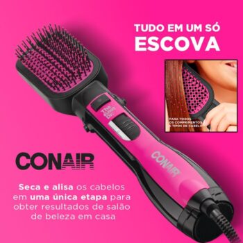 Conair, Escova Secadora, Seca, Alisa e Desembaraça, Escova All-In-One, 1000W, Knot Dr, Rosa - 127V