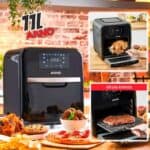 Fritadeira sem Óleo Airfryer Arno Oven & Grill Expert UFE9, Preta, 11L, Forno Inox Digital, 9 Funções, 1800W 110V