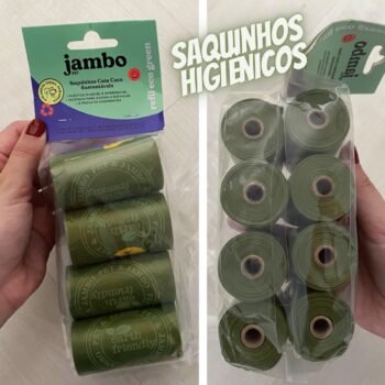 JAMBO PET, Kit Cata Caca Refil Saquinhos Higiênicos para Cães, Destaca Fácil, 8 Rolos, Plástico Durável e Impermeável, À Prova de Vazamentos, Diversas Cores