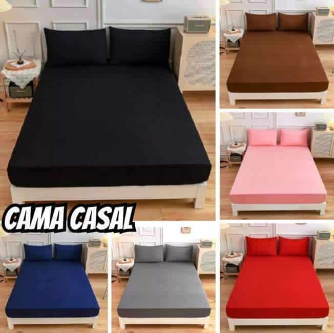 Jogo Lençol De Cama Casal 3 Peças Liso C/ Elástico Promoção