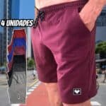 Kit Com 4 Bermudas Masculina Moletom Original Academia