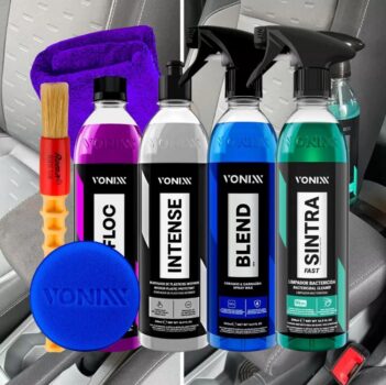 Kit Limpeza Automotiva Shampoo V-Floc Revitalizador Intense Limpador Sintra Fast Cera Liquida Blend Spray Vonixx