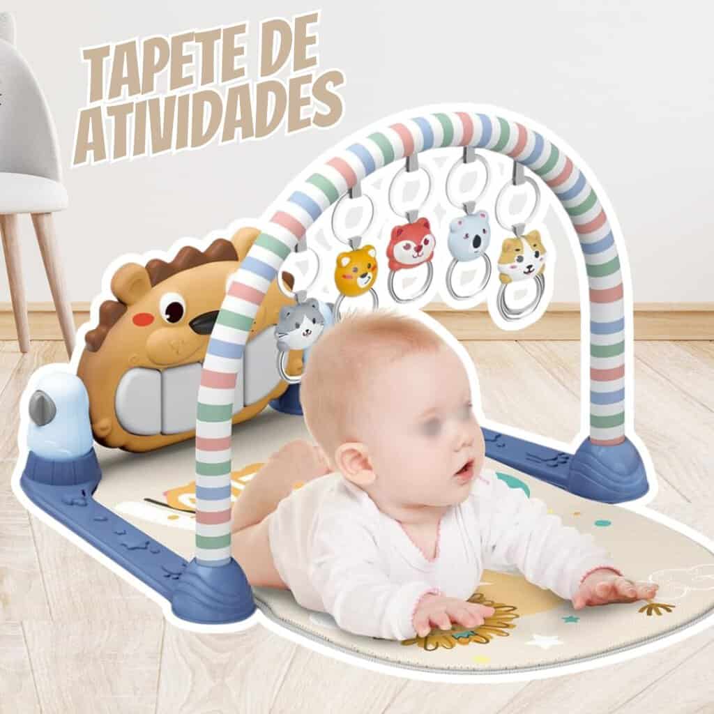 Maxi Baby Tapete de Atividades Bebê Piano Musical Lion (Azul)