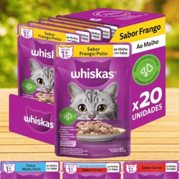 Pack Ração Úmida Whiskas Sachê para Gatos Adultos 85 g - 20 unidades