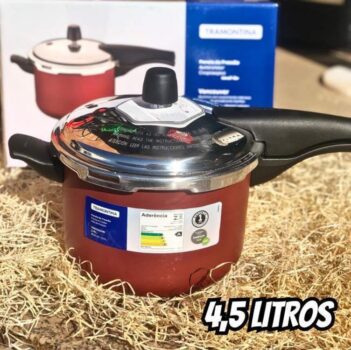 Panela De Pressão 20 Cm 4,5l Tramontina Vancouver Alumínio Cor Vermelho
