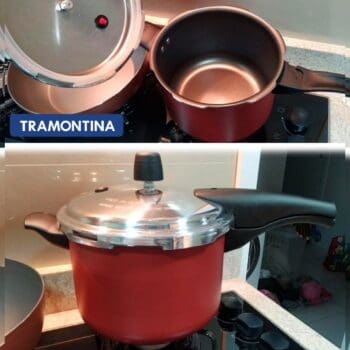 Panela de Pressão Tramontina Vancouver 20cm 4,5L em Alumínio com Revestimento Interno e Externo Antiaderente Vermelho