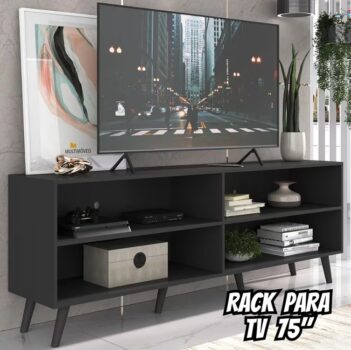 Rack para TV 75" Retrô Jazz Multimóveis MP1017 Preto