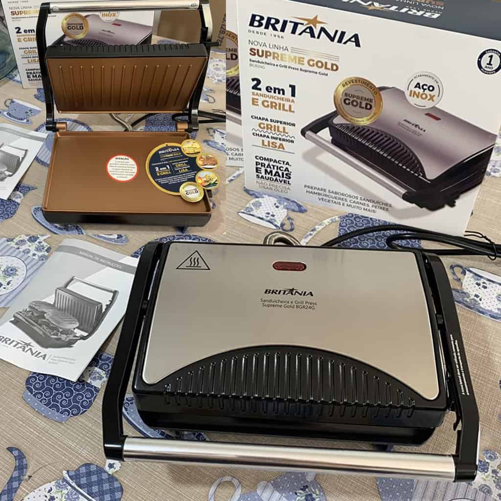 Sanduicheira E Grill Press Revestimento Gold Bgr24g Britania Cor Cinza 127v