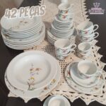 Serviço de Jantar, Chá e Café 42 Peças, Decoração Carmem, Coleção Real, Multicor, Porcelana Schmidt