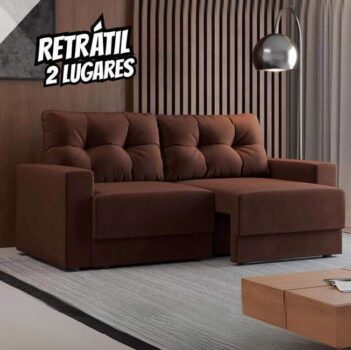 Sofá 2 Lugares Retrátil Lubeck Suede Marrom 140 cm