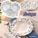 Aparelho de Jantar e Chá 20 Peças Tramontina – Porcelana Branco Redondo Ana Alice