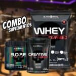 Combo de Suplementos Whey Protein Turbo 907g + Pré Treino B.O.P.E. + Creatina Turbo - Black Skull